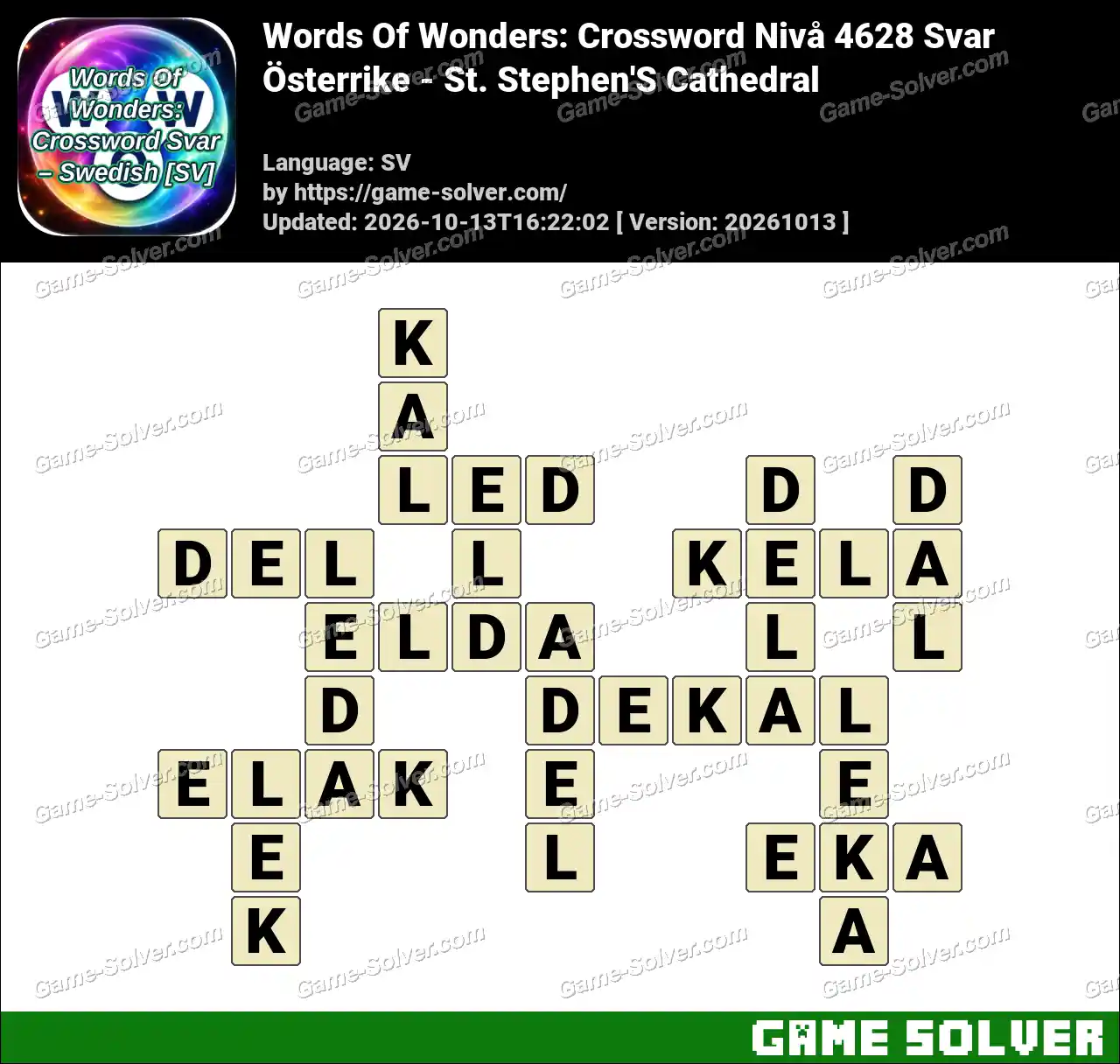 Words Of Wonders: Crossword Nivå 4628 Svar – Österrike – St. Stephen’S Cathedral